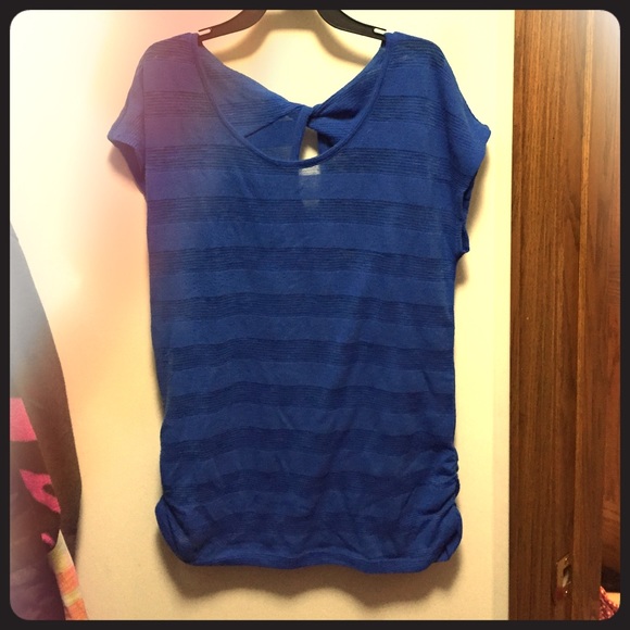 Blue Striped Short Sleeve Top