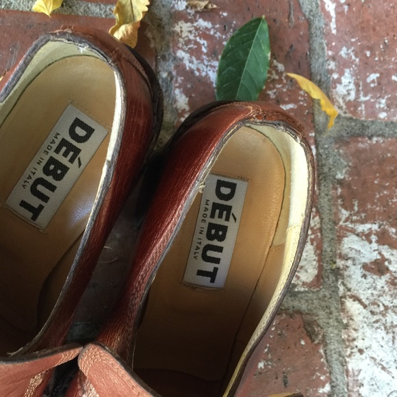 🍒🧨RARE! Copper stacked heel loafers Début - Picture 4 of 4