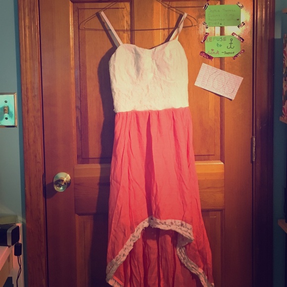 Coral High-Low Dress