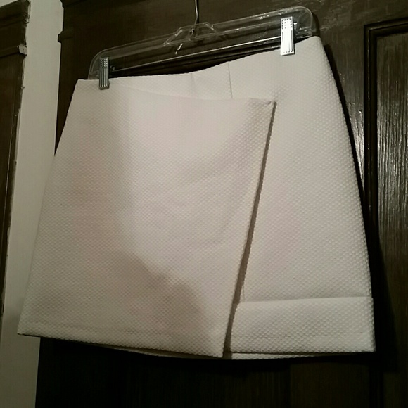 NWOT WHITE Pique Faux wrap skirt