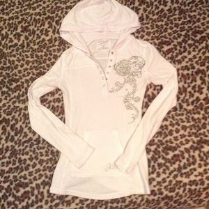 White guess shirt with hoodie