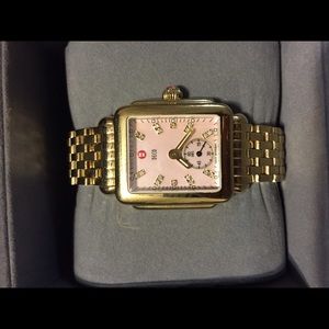Michele Deco 16 Gold, Diamond Dial Watch