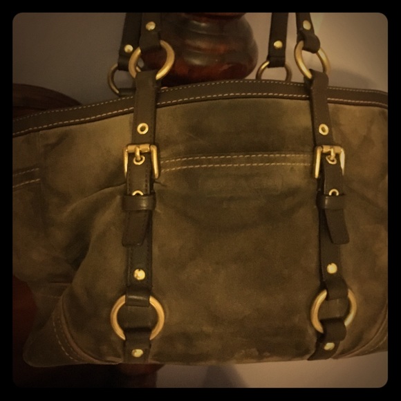Olive green coach satchel purse