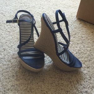 Denim strappy espadrilles