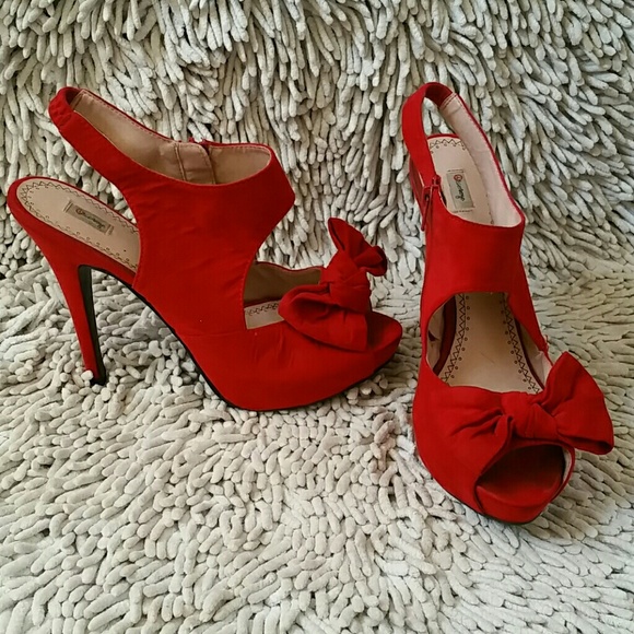 ***SOLD *** Red Suede Platforms by Olsenboye