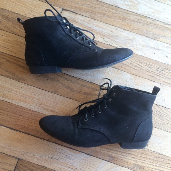 Faux suede black oxfords