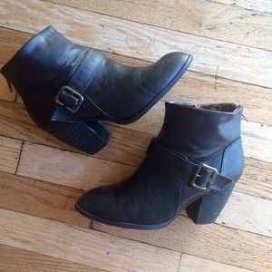 Black buckled booties