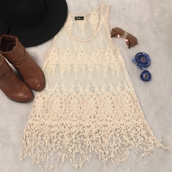 Urban Outfitters Tops - [96] Sheer Lace Tank Top