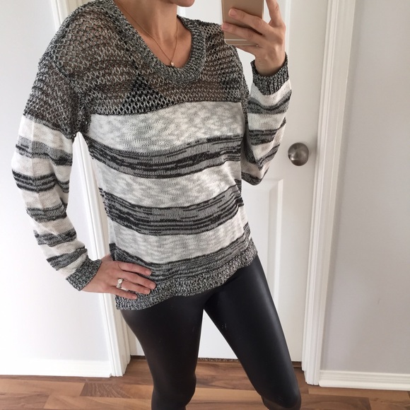Sold • Black & White Striped Sweater Top - Picture 3 of 4