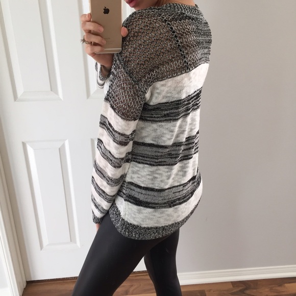 Sold • Black & White Striped Sweater Top - Picture 4 of 4