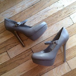 Taupe leather maryjane platforms