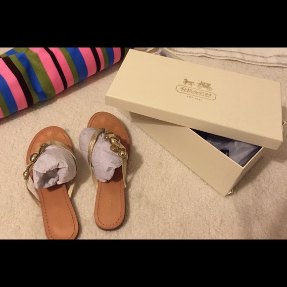 Coach Oceanna Metallic Champagne Sandals