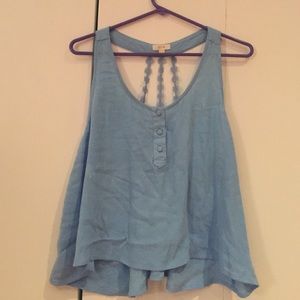 Blue tee with very cool back