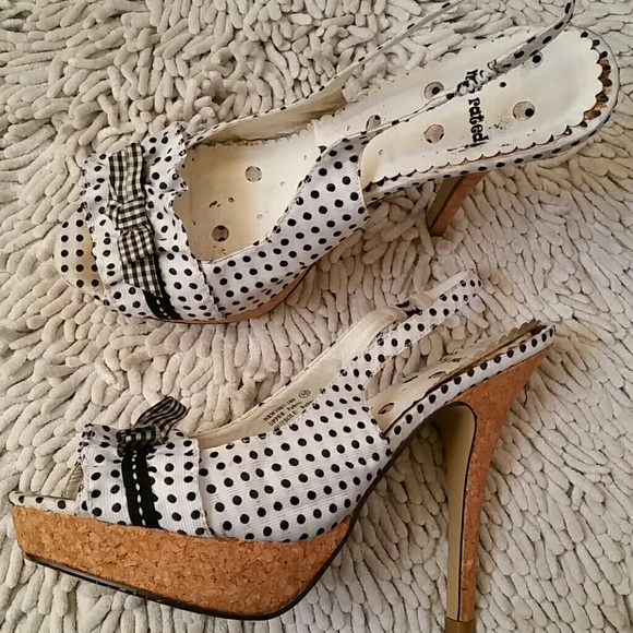 ****Sold***Black & White polka-dot platform heels