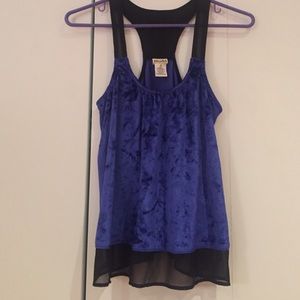 velvet blue top with sheer strap and bottom