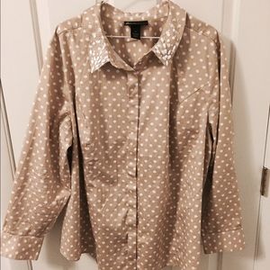 Lane Bryant Polka Dot Fitted Top, Plus Size
