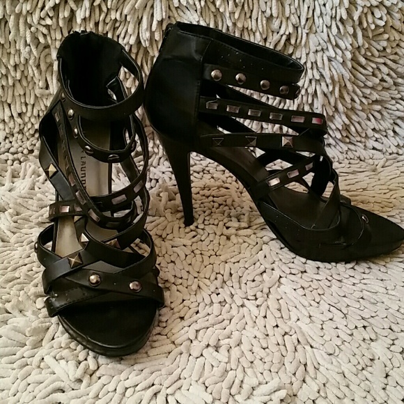 ***Sold***Strappy Studded Black Sandals
