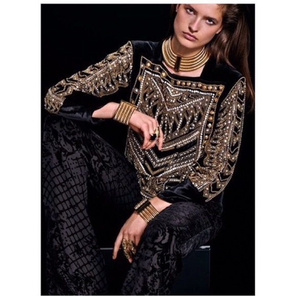 BALMAIN x HM SILK-BLEND VELVET PANTS - Picture 3 of 4