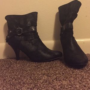 Biker-inspired black booties worn w/ love & sass!