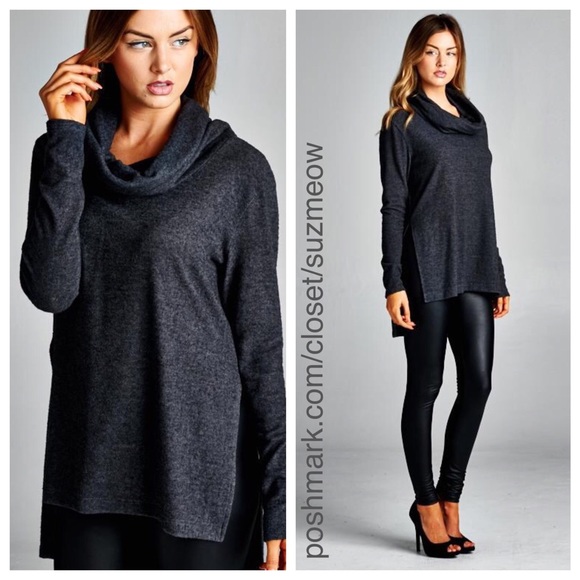 Katana Couture  Sweaters - New! Charcoal Grey Cowl Neck Sweater • L left