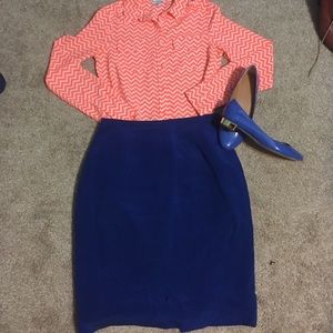 Vintage silk blue skirt