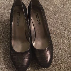 Black and gold heels