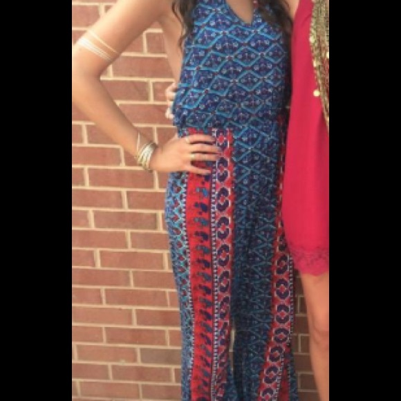 Backless patterned jumpsuit!