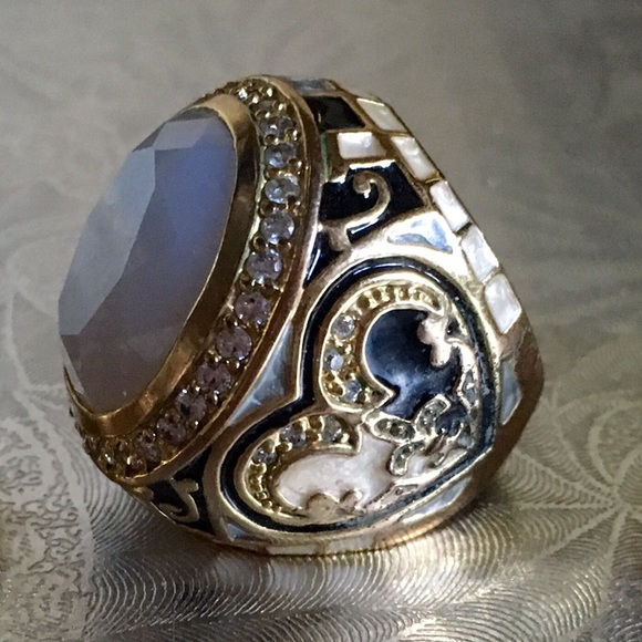 Lauren G Adams cabochon and mother of pearl ring