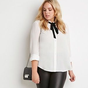 Self Tie Button Up Blouse