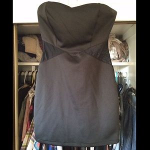 XXI Black Strapless sweetheart sheer cutout Dress