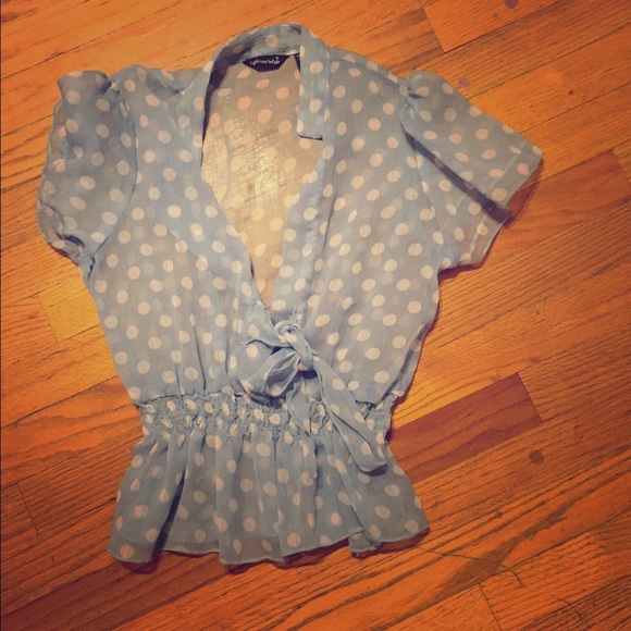 Blue pokadot shirt