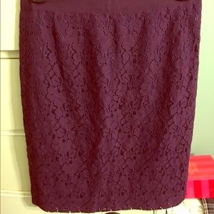 Eggplant Lace J Crew Pencil Skirt