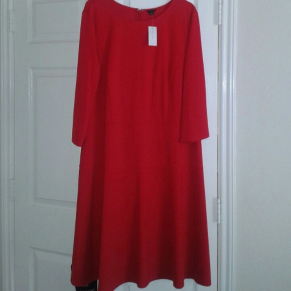 Ann Taylor Ponte 3/4 Sleeve Flounce Dress - Picture 2 of 4