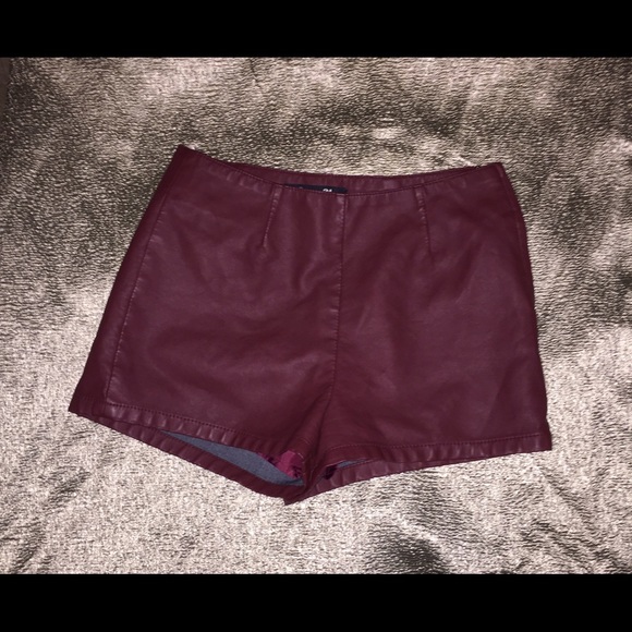 Faux Leather Burgundy Shorts
