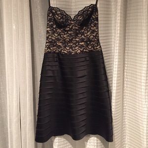 BCBG Lace Black and Nude Dress