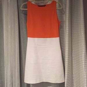 Zara Orange and White Dress