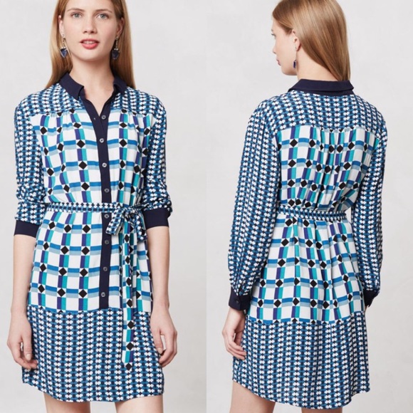 Anthropologie mod plaid shirt dress