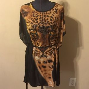Leopard dress with accents. NWOT