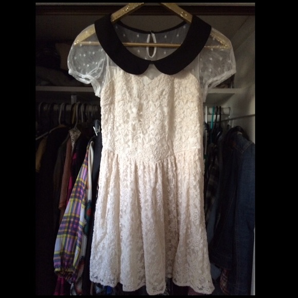 Collared White lace dress