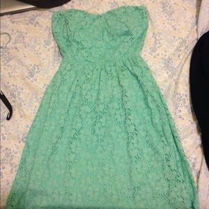 Strapless mint dress
