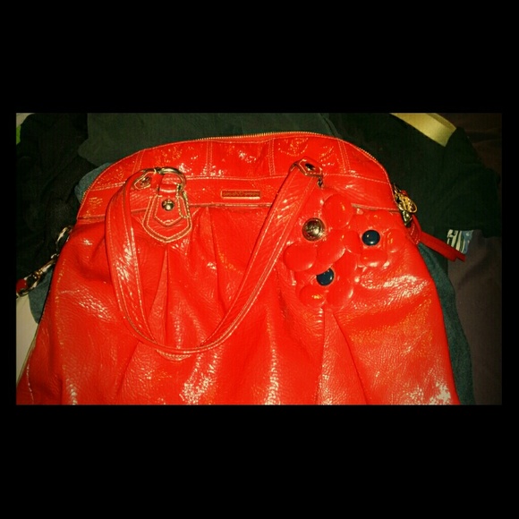 Red coach pleather poppy tote