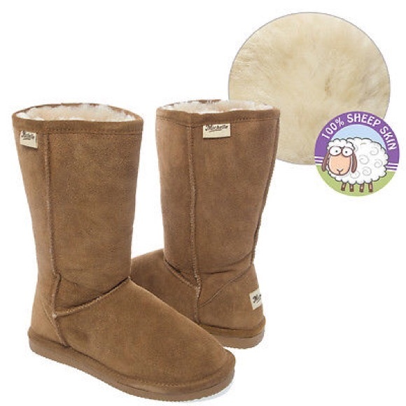 NIB 100% genuine suede sheepskin winter flat boot - Picture 2 of 4