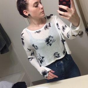 Floral Crop Knit Sweater