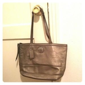 Beautiful Coach signature gray tote bag