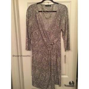 Grey & White Wrap 3/4 Sleeve Dress NWT {XL}