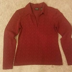 New York Co Long Sleeve Lacy See Through Shirt