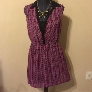 Flirty multi color print dress with sewn in liner