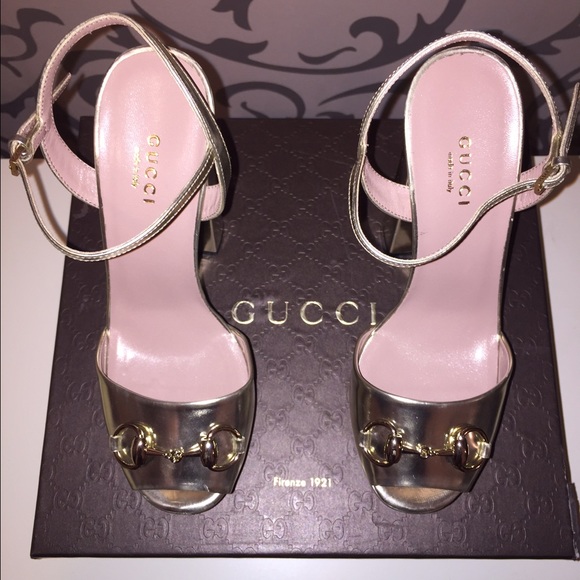 *SOLD* Gucci Mirrored Gold Leather Platform Sandal