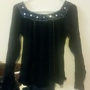 Long sleeve Silk Sheer Top