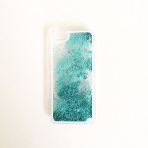 iPhone 6 plus blue glitter quicksand case